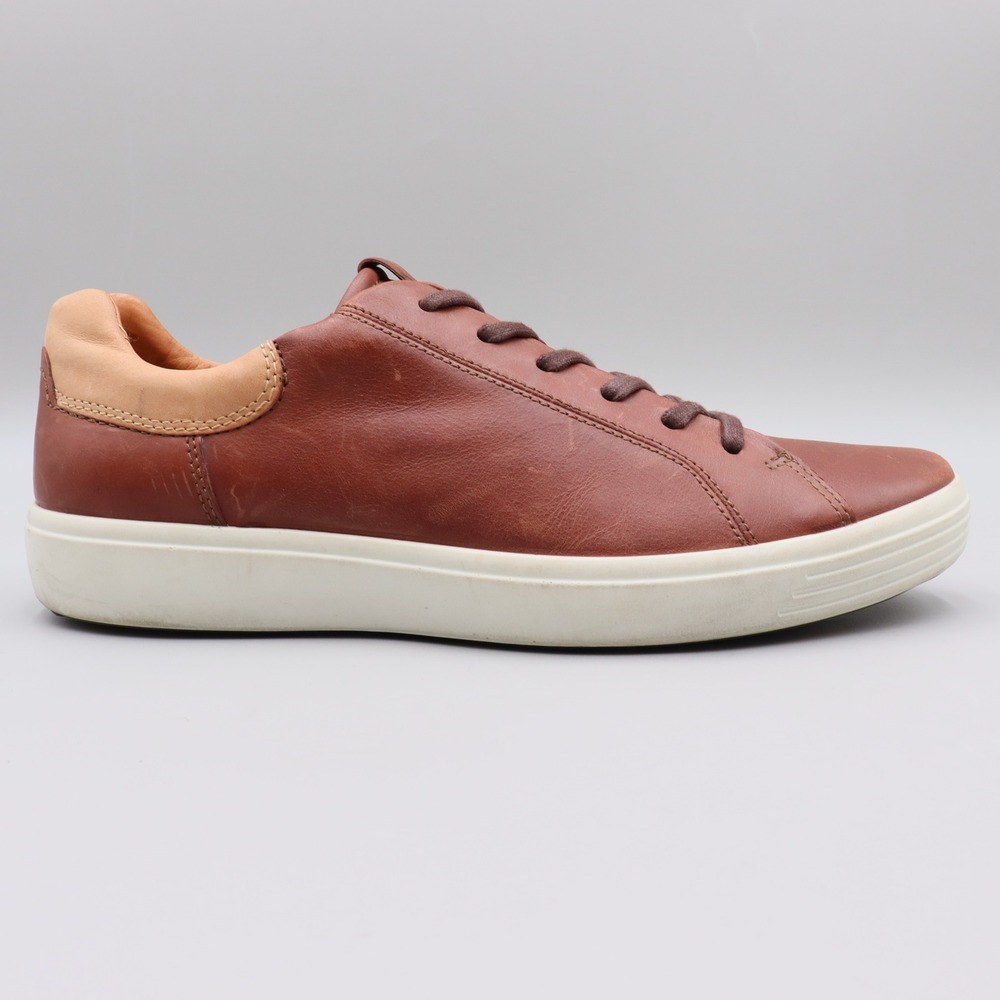 ECCO Soft 7 Mens Street Sneaker Size 12 EU 46 Brown Leather Lace Up Casual Shoes